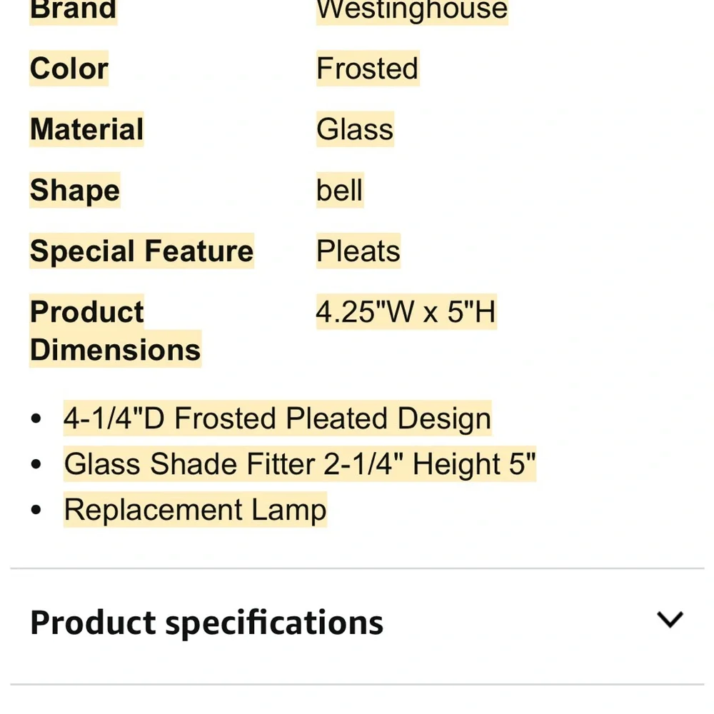 Westinghouse Frosted Pleated Glass Light Shades - Set of 2